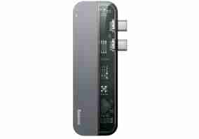 Мультипортовый адаптер BASEUS (CAHUB-TS0G) Transparent Series Dual Type-C Multifunctional HUB Gray