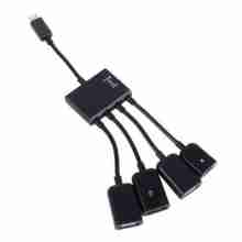 Мультипортовий адаптер Lapara LA-MicroUSB-OTG-HUB black, USB OTG, 3 порти USB + 1 порт MicroUSB