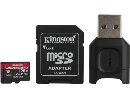 Карта памяти Kingston 128 GB microSDXC Class 10 UHS-II U3 Canvas React Plus + Reader (MLPMR2/128GB)