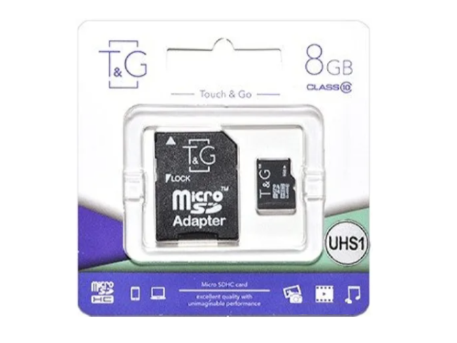Карта пам'яті T&G 8 GB microSDHC Class 10 UHS-I (U1) + SD-adapter (TG-8GBSD10U1-01)