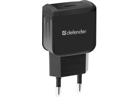 Сетевой адаптер Defender EPA-02 black, 1 USB, 5V / 1A, пакет (83838)