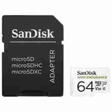 Карта пам'яті SanDisk 64 GB microSDXC High Endurance UHS-I U3 V30 + SD adapter (SDSQQNR-064G-GN6IA)