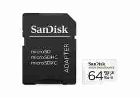 Карта памяти SanDisk 64 GB microSDXC High Endurance UHS-I U3 V30 + SD adapter (SDSQQNR-064G-GN6IA)