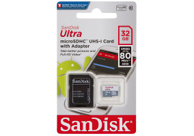 Карта памяти SanDisk 32 GB microSDHC UHS-I Ultra + SD adapter (SDSQUNR-032G-GN3MA)
