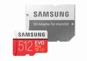 Карта памяти Samsung 512 GB microSDXC Class 10 UHS-I U3 EVO Plus + SD Adapter (MB-MC512HA)