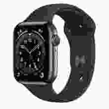 Смарт-часы Apple Series 6 GPS + LTE 44mm Graphite Stainless Steel Case with Black Sport Band (M07Q3/M09H3)