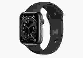 Смарт-годинник Apple Series 6 GPS + LTE 44mm Graphite Stainless Steel Case with Black Sport Band (M07Q3/M09H3)