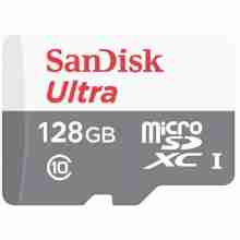 Карта пам'яті SanDisk 128 GB microSDHC UHS-I Ultra + SD adapter (SDSQUNR-128G-GN3MA)