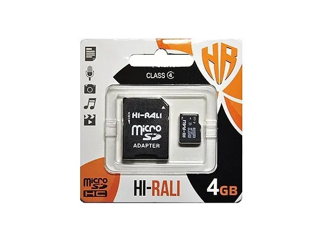 Карта пам'яті Hi-Rali 4 GB microSDHC class 4 + SD Adapter (HI-4GBSDCL4-01)
