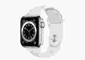 Смарт-годинник Apple Watch Series 6 40mm GPS + Cellular Silver Stainless Steel/White Sport Band (M06T3)