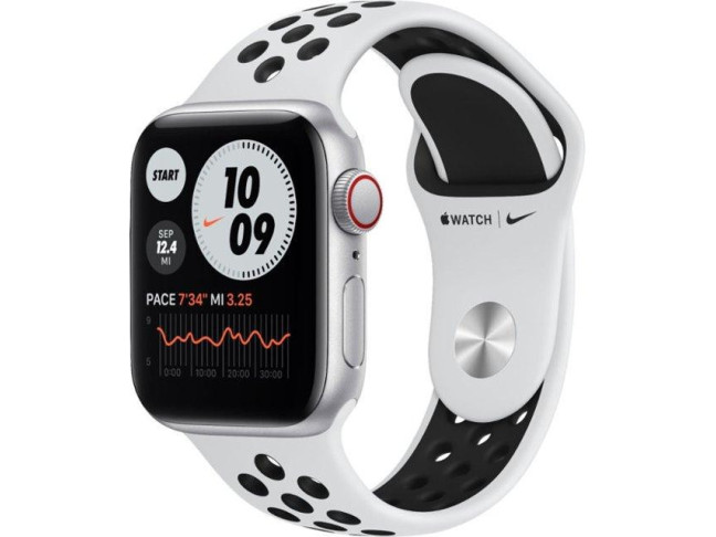Cмарт-годинник Apple Watch Nike SE GPS + Cellular 40mm Silver Aluminum Case w. Pure Platinum/Black Nike Sport B. (MYYR2/MYYW2)