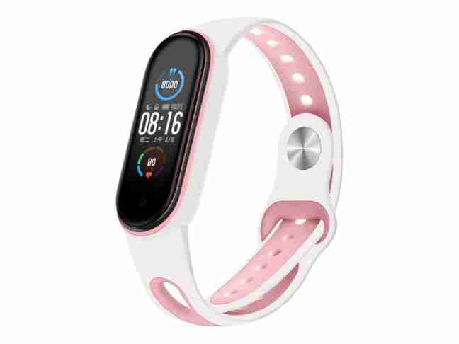 Ремешок BeCover Sport Style для Xiaomi Mi Smart Band 5 White-Pink (705174)