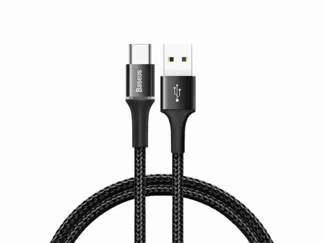 Кабель BASEUS halo data cable USB For Type-C 3A 1m Black	(CATGH-B01)