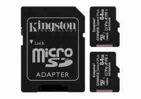 Карта памяти Kingston 64 GB microSDXC Class 10 UHS-I Canvas Select Plus Two Pack + SD Adapter (SDCS2/64GB-2P1A)
