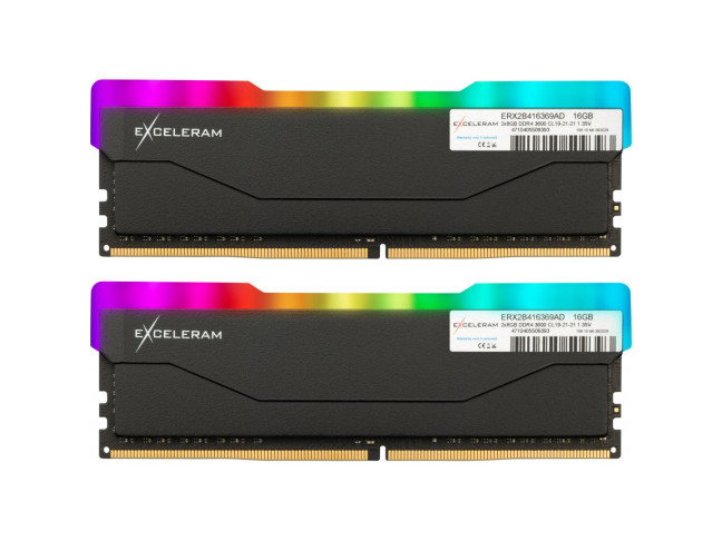 Модуль пам'яті Exceleram 16 GB (2x8GB) DDR4 3600 MHz RGB X2 Series Black (ERX2B416369AD)