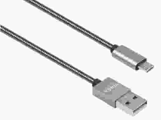 Кабель Vinga USB 2.0 AM to Micro 5P 1m stainless steel gray (VCPDCMSSJ1GR)