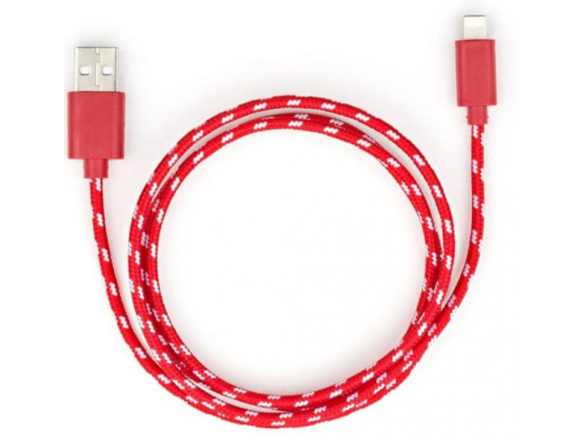 Кабель Vinga USB 2.0 AM to Lightning 2color nylon 1m red (VCPDCLNB31R)