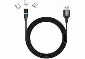 Кабель ColorWay USB-Lightning/microUSB/USB-C Magnetic Data/Quick Charge 1m Black (CW-CBUU038-BK)