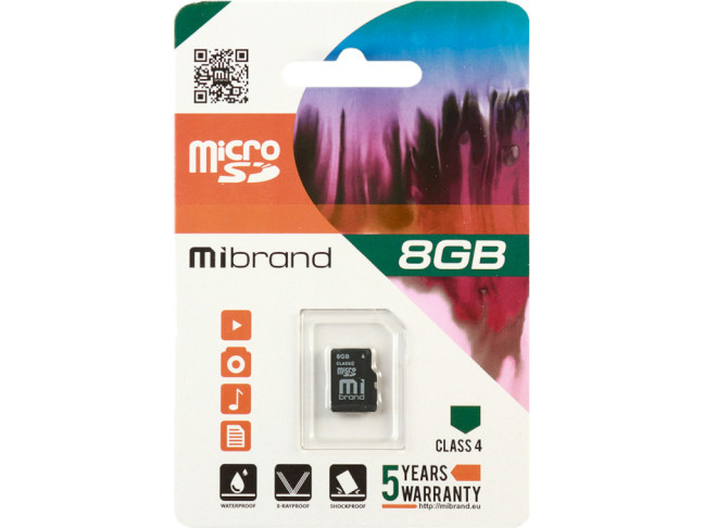 Карта памяти Mibrand 8 GB microSDHC Class 4 (MICDC4/8GB)