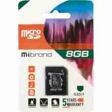 Карта пам'яті Mibrand 8 GB microSDHC Class 4 + SD Adapter (MICDC4/8GB-A)
