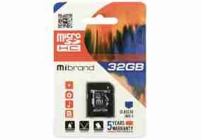 Карта пам'яті Mibrand 32 GB microSDHC Class 10 UHS-I + SD Adapter (MICDHU1/32GB-A)