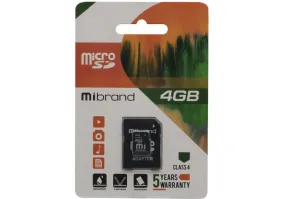 Карта памяти Mibrand 4 GB microSDHC Class 4 + SD Adapter (MICDC4/4GB-A)