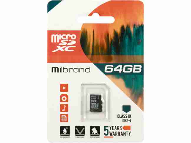 Карта памяти Mibrand 64 GB microSDXC Class 10 UHS-I (MICDXU1/64GB)