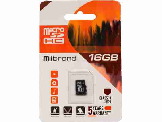 Карта памяти Mibrand 16 GB microSDHC Class 10 UHS-I (MICDHU1/16GB)