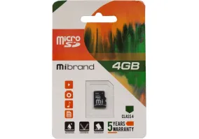 Карта пам'яті Mibrand 4 GB microSDHC Class 4 (MICDC4/4GB)