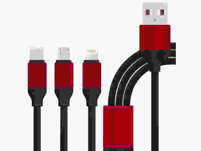 Кабель Xoko USB Cable to Lightning/microUSB/USB-C 1.2m Black (SC-320-BK)