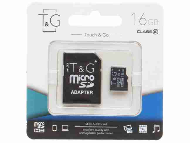 Карта пам'яті T&G 16 GB microSDHC Class 10 + SD-adapter (TG-16GBSDCL10-01)