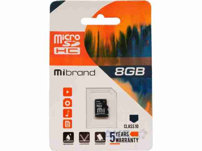 Карта пам'яті Mibrand 8 GB microSDHC Class 6 (MICDC6/8GB)