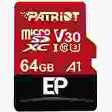 Карта памяти Patriot 64 GB microSDXC UHS-I U3 V30 A1 EP + SD adapter (PEF64GEP31MCX)