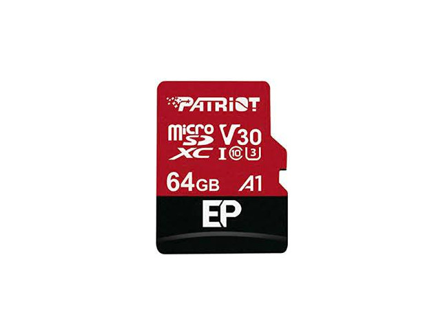 Карта памяти Patriot 64 GB microSDXC UHS-I U3 V30 A1 EP + SD adapter (PEF64GEP31MCX)