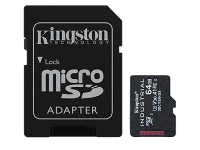 Карта памяти Kingston 64 GB microSDXC UHS-I (U3) V30 A1 Industrial + SD Adapter (SDCIT2/64GB)