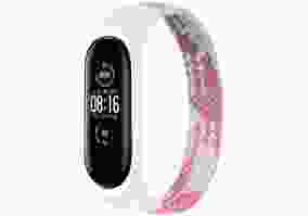 Ремешок BeCover Elastic Nylon Style для Xiaomi Mi Smart Band 5 / Mi Smart Band 6 (Size L) Pink-White (706164)