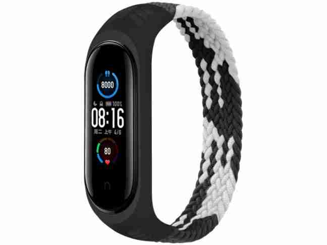 Ремешок BeCover Elastic Nylon Style для Xiaomi Mi Smart Band 5 / Mi Smart Band 6 (Size L) Black-White (706158)