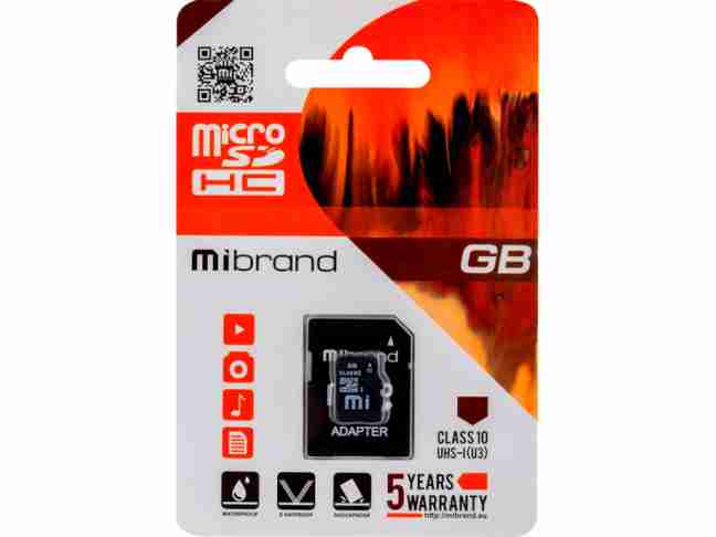 Карта памяти Mibrand microSDXC 128GB UHS-I U3 Class 10 + SD-adapter (MICDHU3/128GB-A)