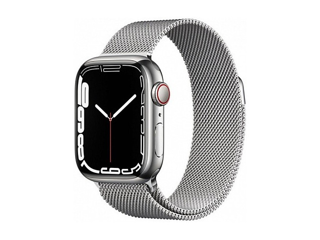 Смарт-годинник Apple Watch Series 7 GPS + Cellular 41mm Silver Stainless Steel Case with Silver Milanese Loop (MKHF3)
