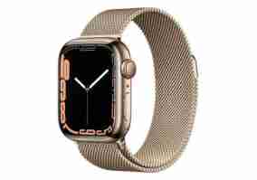 Смарт-часы Apple Watch Series 7 GPS + Cellular 45mm Gold Stainless Steel Case with Gold Milanese Loop (MKJG3)