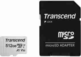 Карта памяти Transcend 512 GB microSDXC Clase 10 UHS-I (U3) + SD-adapter (TS512GUSD300S-A)