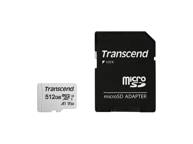 Карта памяти Transcend 512 GB microSDXC Clase 10 UHS-I (U3) + SD-adapter (TS512GUSD300S-A)