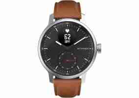 Смарт-часы Withings ScanWatch 42mm Black + Bracelet Leather WristBand 20mm Brown & Silver