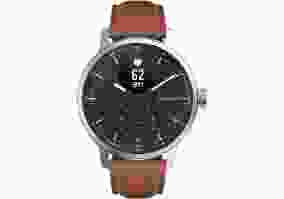 Cмарт-годинник Withings ScanWatch 42mm Black + Bracelet Leather WristBand 20mm Brown & Silver