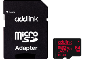 Карта памяти ADDLINK 64 GB microSDXC UHS-I (U3) V30 A1 + SD-адаптер (AD64GBMSXU3A)