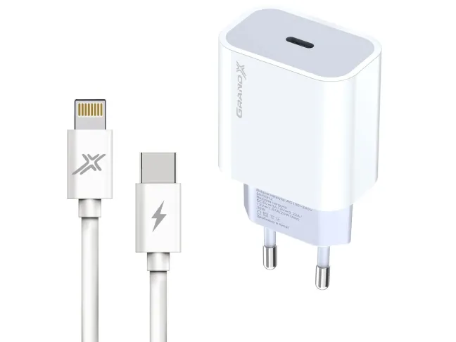 Мережевий зарядний пристрій Grand-X USB-C 20W PD3.0 + Lightning (CH-770L)