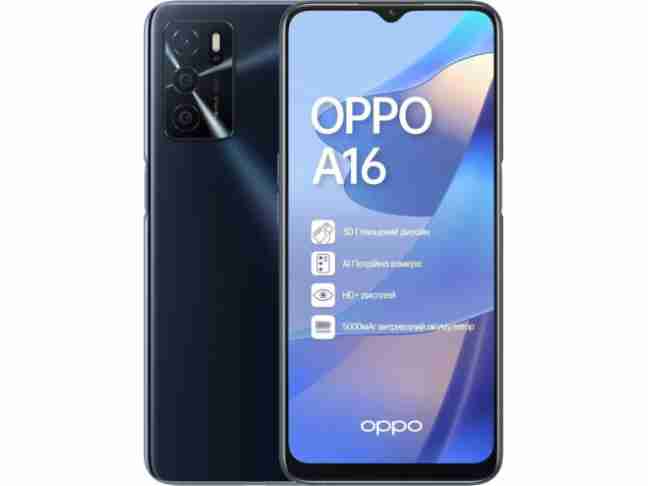 Смартфон OPPO A16 3/32GB Crystal Black