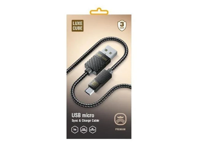 Кабель Luxe Cube Premium USB-microUSB, 1м, серый (8886668686167)