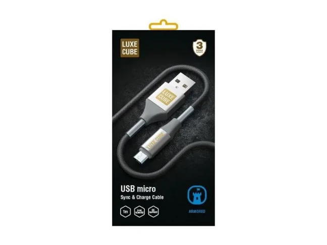 Кабель Luxe Cube Armored USB-microUSB 1m Gray (8886668686105)