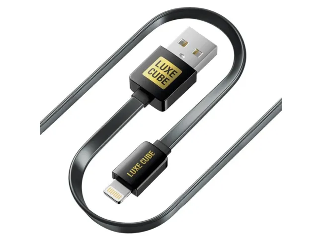 Кабель Luxe Cube Flat USB-Lightning, 1м, чорний (2231252964019)
